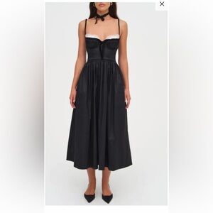 For Love & Lemons Doris Lace-Trim Midi Dress